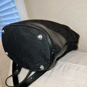 Auth YVES SAINT LAURENT Black Leather Cloth Backpack Purse Vintage YSL Logo Bag Yves Saint Laurent | Bags | Auth Yves Saint Laurent Black  main image 3